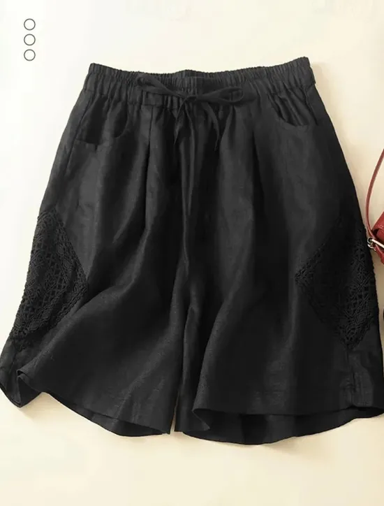 Hot Women's Linen-Inspired Shorts Shorts Slacks Streetwear Casual Short Natural Plain Pocket Elastic Drawstring Design Comfy Comfortable Street Holiday Casual Daily Black Yellow Blue Orange Summer Women Pants