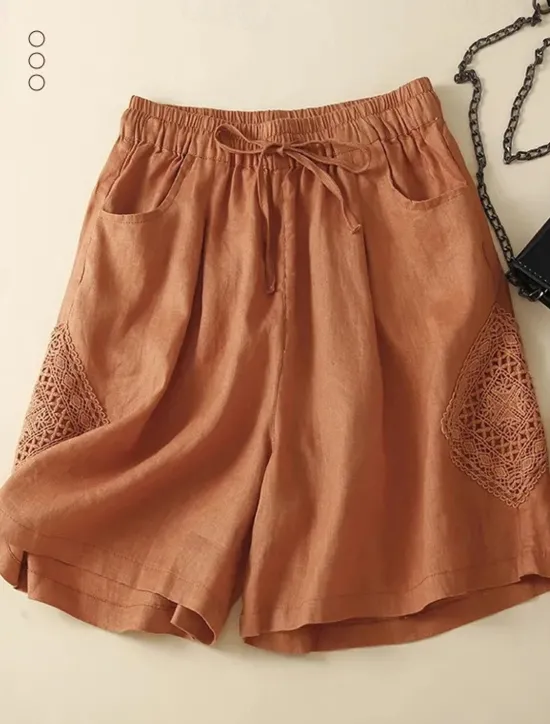 Hot Women's Linen-Inspired Shorts Shorts Slacks Streetwear Casual Short Natural Plain Pocket Elastic Drawstring Design Comfy Comfortable Street Holiday Casual Daily Black Yellow Blue Orange Summer Women Pants