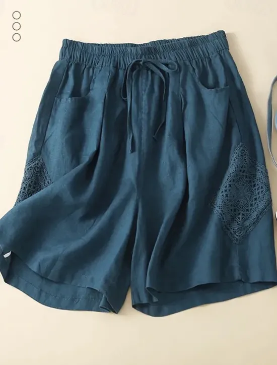 Hot Women's Linen-Inspired Shorts Shorts Slacks Streetwear Casual Short Natural Plain Pocket Elastic Drawstring Design Comfy Comfortable Street Holiday Casual Daily Black Yellow Blue Orange Summer Women Pants