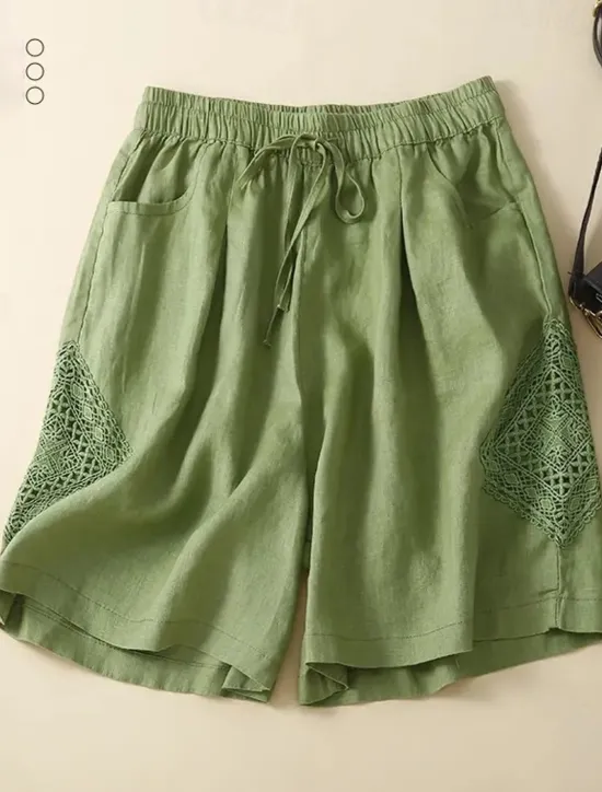 Hot Women's Linen-Inspired Shorts Shorts Slacks Streetwear Casual Short Natural Plain Pocket Elastic Drawstring Design Comfy Comfortable Street Holiday Casual Daily Black Yellow Blue Orange Summer Women Pants