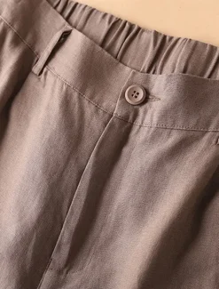 Outlet Women's Linen-Inspired Shorts Shorts Casual Daily Knee Length Plain Side Pockets Breathability Comfortable Micro-elastic Weekend Black Pink Brown Beige Summer Regular Fit Women Pants