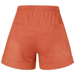 Best Women's Linen-Inspired Shorts Drawstring Pocket Plain Daily Regular Summer Green Black Pink Orange Red Women Pants