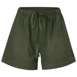 Best Women's Linen-Inspired Shorts Drawstring Pocket Plain Daily Regular Summer Green Black Pink Orange Red Women Pants