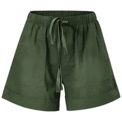 Best Women's Linen-Inspired Shorts Drawstring Pocket Plain Daily Regular Summer Green Black Pink Orange Red Women Pants