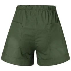 Best Women's Linen-Inspired Shorts Drawstring Pocket Plain Daily Regular Summer Green Black Pink Orange Red Women Pants