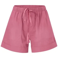 Best Women's Linen-Inspired Shorts Drawstring Pocket Plain Daily Regular Summer Green Black Pink Orange Red Women Pants
