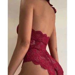 Sale Women's Lingeries Gift Sexy Bodies Teddies & Bodysuits Hot See Through Soft Party Bed Lace Halter Neck Backless Hole Summer / Lace Up Home Outfits Women Lingerie