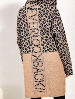 Best Women's Long Cardigan Leopard Print Open Front Knit Patchwork Knitted Fall Winter Going out Fashion Streetwear Daily Long Sleeve Animal Women Cardigans & Outerwears