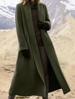 Discount Women's Long Coat Overcoat Open Front Trench Coat Warm Winter Coat Long Sleeve with Pockets Oversize Black Army Green Gray Women Coats & Trench Coats