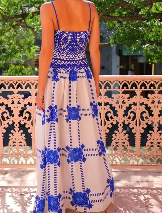 Women's Long Dress Maxi Dress Cotton Linen Dresses Casual Dress Fashion Outdoor Party Holiday Regular Fit Tie Dye Sleeveless Spaghetti Strap Summer Women Floral Dresses
