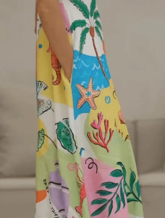 Sale Women's Long Dress Maxi Dress Casual Dress Summer Dress Slip Dress Fashion Outdoor Holiday Date Regular Fit Painting Sleeveless Spaghetti Strap Summer Spring Women Vacation Dresses