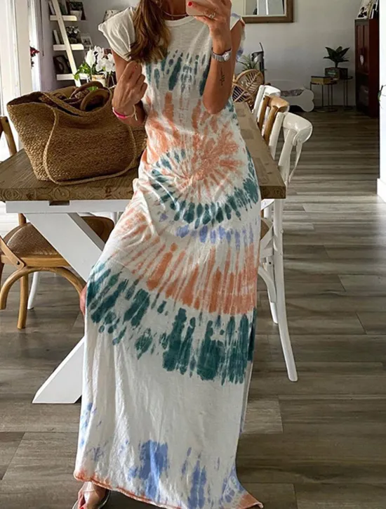 Clearance Women's Long Dress Maxi Dress Casual Dress Boho Chic Dresses Boho Dress Bohemia Streetwear Vacation Street Holiday Regular Fit Tie Dye Sleeveless Crew Neck Summer Women Floral Dresses