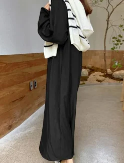Clearance Women's Long Dress Maxi Dress Linen-Inspired Dresses Casual Dress Stylish Casual Vacation Daily Date Regular Fit Plain Long Sleeve Lapel Black Wine Khaki Army Green Summer Spring Women Dresses