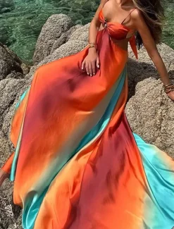 Hot Women's Long Dress Maxi Dress Casual Dress Summer Dress Slip Dress Fashion Outdoor Holiday Date Regular Fit Ombre Sleeveless Spaghetti Strap Summer Spring Women Vacation Dresses