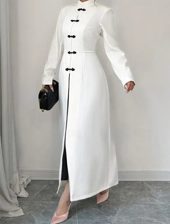 Best Women's Long Dress Maxi Dress Dress Casual Dress Fashion Classic Modern Outdoor Vacation Holiday Regular Fit Plain Long Sleeve Stand Collar Summer Spring Women White Dresses