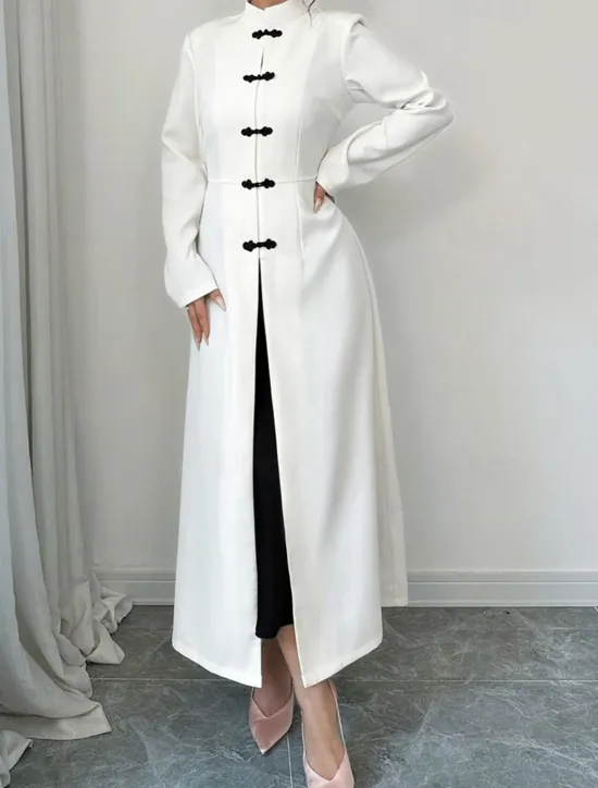 Best Women's Long Dress Maxi Dress Dress Casual Dress Fashion Classic Modern Outdoor Vacation Holiday Regular Fit Plain Long Sleeve Stand Collar Summer Spring Women White Dresses