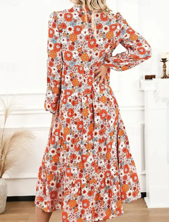 Best Women's Long Dress Maxi Dress Casual Dress A Line Dress Floral Dress Summer Dress Elegant Stylish Vacation Daily Date Regular Fit Floral Long Sleeve Lapel Summer Spring Women Floral Dresses