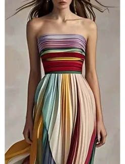 Hot Women's Long Dress Maxi Dress Prom Dress Party Dress Elegant Fashion Party Special Occasion Regular Fit Multicolor Sleeveless Off Shoulder Summer Women Floral Dresses