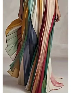 Hot Women's Long Dress Maxi Dress Prom Dress Party Dress Elegant Fashion Party Special Occasion Regular Fit Multicolor Sleeveless Off Shoulder Summer Women Floral Dresses