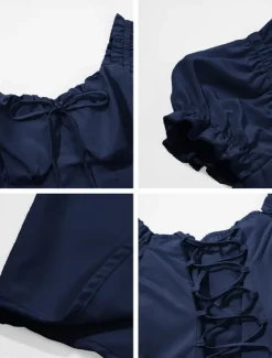 Women's Long Dress Maxi Dress White Dress Casual Dress Swing Dress Summer Dress Fashion Modern Elegant Dress Daily Date Weekend Regular Fit Plain Short Sleeve Square Neck Black White Yellow Navy Blue Women White Dresses