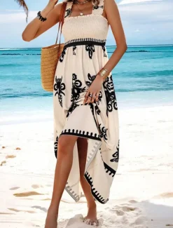Discount Women's Long Dress Maxi Dress Casual Dress A Line Dress Summer Dress Boho Dress Bohemia Hawaiian Stylish Vacation Daily Date Regular Fit Graphic Sleeveless Square Neck Black Pink Red Green Summer Women Spring Dresses|Floral Dresses