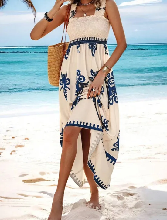 Discount Women's Long Dress Maxi Dress Casual Dress A Line Dress Summer Dress Boho Dress Bohemia Hawaiian Stylish Vacation Daily Date Regular Fit Graphic Sleeveless Square Neck Black Pink Red Green Summer Women Spring Dresses|Floral Dresses
