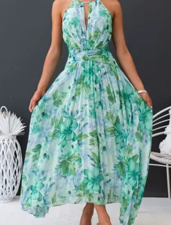 Hot Women's Long Dress Maxi Dress Casual Dress Summer Dress Halter Neck Dress Fashion Outdoor Holiday Date Regular Fit Floral Sleeveless Halter Neck Summer Spring Women Floral Dresses
