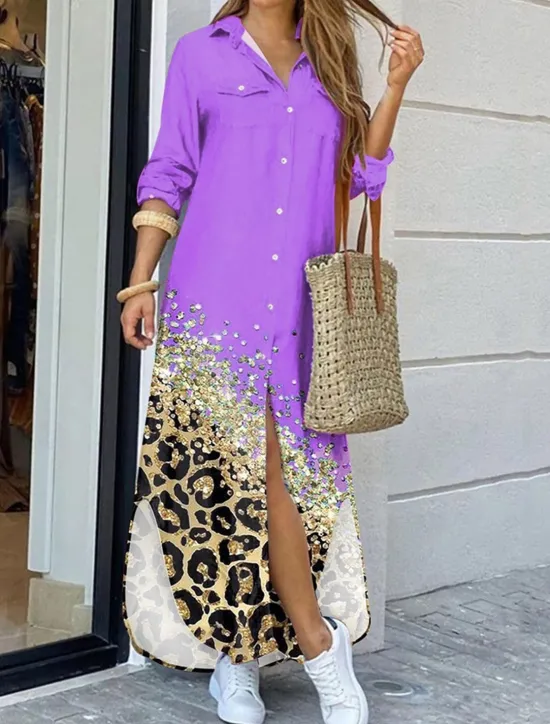 Discount Women's Long Dress Maxi Dress Shirt Dress Casual Dress Summer Dress Stylish Casual Vacation Daily Date Regular Fit Color Block Long Sleeve Lapel Black Yellow Pink Red Summer Spring Women Floral Dresses