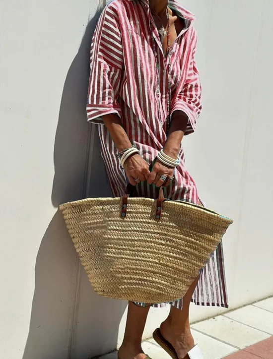 New Women's Long Dress Maxi Dress Cotton Linen Dresses Shirt Dress Casual Dress Cotton Linen Dress Stylish Casual Vacation Daily Date Regular Fit Stripe Long Sleeve Lapel Yellow Light Green Red Royal Blue Women Dresses