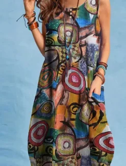 Clearance Women's Long Dress Maxi Dress Casual Dress Long Sleeve Boho Dress Boho Dress Stylish Basic Casual Vacation Daily Date Loose Fit Graphic Sleeveless Crew Neck Summer Spring Women Floral Dresses|Spring Dresses