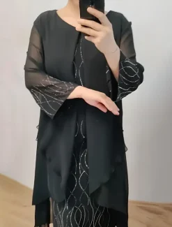 Women's Long Dress Maxi Dress Casual Dress Cocktail Dress Wedding Guest Dress Chiffon Dress Elegant Stylish Casual Party Daily Engagement Regular Fit Plain Sleeveless Crew Neck Black Dark Blue Summer Women Cocktail Dress