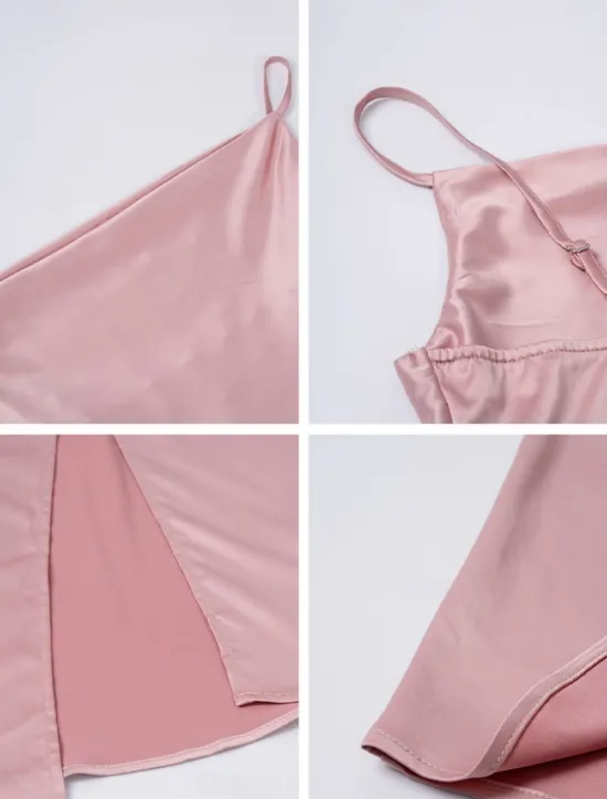 Women's Long Dress Maxi Dress Prom Dress Party Dress Satin Dress Elegant Mature Elegant Dress Wedding Party Wedding Guest Regular Fit Plain Sleeveless Spaghetti Strap Black Champagne Pink Blue Summer Women Sundresses