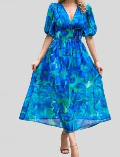 Clearance Women's Long Dress Maxi Dress Casual Dress A Line Dress Floral Dress Summer Dress Elegant Stylish Vacation Daily Date Regular Fit Floral Short Sleeve V Neck Black Pink Blue Green Summer Women Floral Dresses