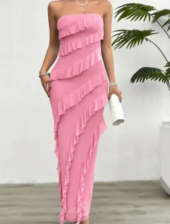 Sale Women's Long Dress Maxi Dress White Dress Prom Dress Party Dress Cocktail Dress Fashion Modern Festival Dress Wedding Party Special Occasion Regular Fit Plain Sleeveless Strapless White Pink Blue Women White Dresses