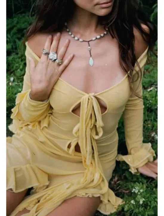 Women's Long Dress Maxi Dress Boho Dress Fashion Vacation Date Going out Regular Fit Plain Long Sleeve V Neck Summer Women Floral Dresses