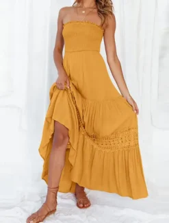 New Women's Long Dress Maxi Dress Casual Dress Chiffon Dress Summer Dress Elegant Stylish Casual Vacation Daily Beach Regular Fit Plain Sleeveless Halter Neck Black White Yellow Green Summer Women Cocktail Dress