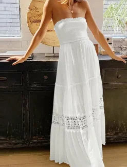 New Women's Long Dress Maxi Dress Casual Dress Chiffon Dress Summer Dress Elegant Stylish Casual Vacation Daily Beach Regular Fit Plain Sleeveless Halter Neck Black White Yellow Green Summer Women Cocktail Dress