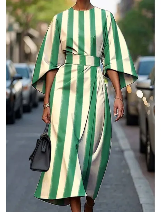 Clearance Women's Long Dress Maxi Dress Casual Dress Summer Dress Fashion Modern Daily Date Weekend Regular Fit Geometric 3/4 Length Sleeve Crew Neck Black Yellow Light Green Pink Summer Women Floral Dresses