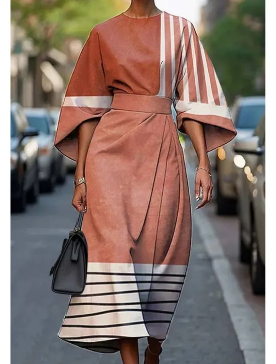Clearance Women's Long Dress Maxi Dress Casual Dress Summer Dress Fashion Modern Daily Date Weekend Regular Fit Geometric 3/4 Length Sleeve Crew Neck Black Yellow Light Green Pink Summer Women Floral Dresses