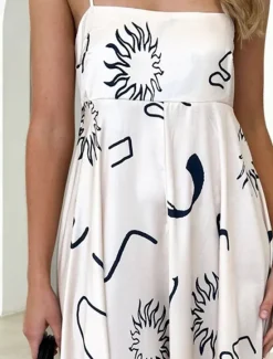 Online Women's Long Dress Maxi Dress Casual Dress Maxi Dress Summer Dress Slip Dress Stylish Casual Vacation Daily Date Regular Fit Geometric Sleeveless Strap Navy Blue Khaki Apricot Summer Spring Women Spring Dresses