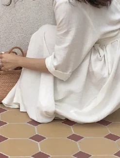 Best Women's Long Dress Maxi Dress Linen-Inspired Dresses White Dress Casual Dress Stylish Casual Vacation Daily Date Regular Fit Plain Long Sleeve V Neck Black White Summer Spring Women Dresses