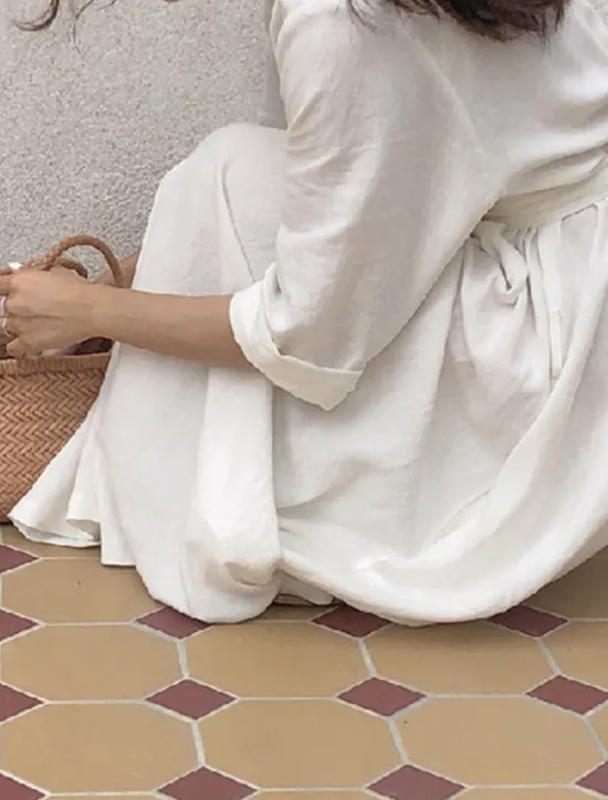 Best Women's Long Dress Maxi Dress Linen-Inspired Dresses White Dress Casual Dress Stylish Casual Vacation Daily Date Regular Fit Plain Long Sleeve V Neck Black White Summer Spring Women Dresses
