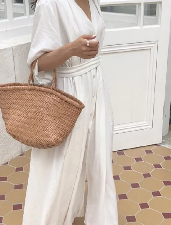 Best Women's Long Dress Maxi Dress Linen-Inspired Dresses White Dress Casual Dress Stylish Casual Vacation Daily Date Regular Fit Plain Long Sleeve V Neck Black White Summer Spring Women Dresses