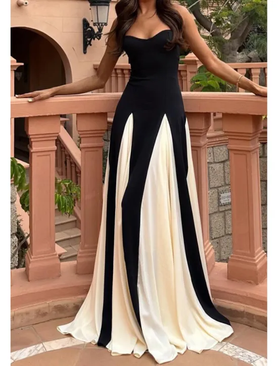 Best Women's Long Dress Maxi Dress Cocktail Dress Slip Dress Elegant Fashion Tea Party Going out Weekend Regular Fit Color Block Sleeveless Spaghetti Strap Summer Women Floral Dresses