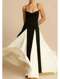 Best Women's Long Dress Maxi Dress Cocktail Dress Slip Dress Elegant Fashion Tea Party Going out Weekend Regular Fit Color Block Sleeveless Spaghetti Strap Summer Women Floral Dresses