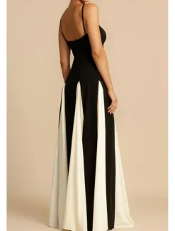 Best Women's Long Dress Maxi Dress Cocktail Dress Slip Dress Elegant Fashion Tea Party Going out Weekend Regular Fit Color Block Sleeveless Spaghetti Strap Summer Women Floral Dresses