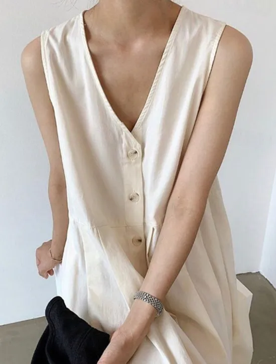 Hot Women's Long Dress Maxi Dress Linen-Inspired Dresses Casual Dress Stylish Casual Vacation Daily Date Regular Fit Plain Sleeveless V Neck Black Blue Apricot Summer Spring Women Dresses