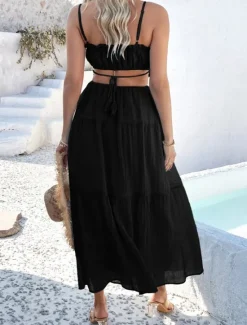 Hot Women's Long Dress Maxi Dress White Dress Graduation Dress Casual Dress Swing Dress Fashion Modern Daily Beach Weekend Regular Fit Plain Sleeveless Spaghetti Strap Black White Yellow Blue Summer Women White Dresses|Vacation Dresses