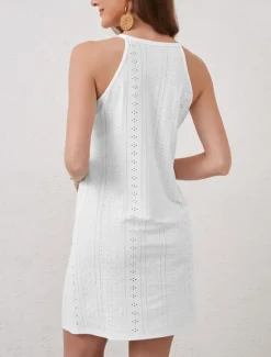 Discount Women's Long Dress Maxi Dress Lace Dress Casual Dress Elegant Stylish Casual Vacation Daily Regular Fit Plain Sleeveless Crew Neck Summer Spring Women White Dresses