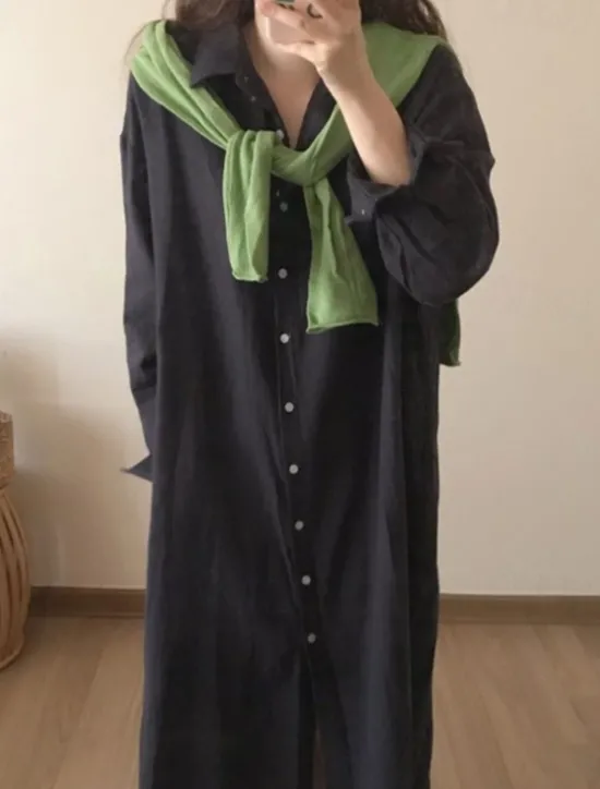 Clearance Women's Long Dress Maxi Dress Linen-Inspired Dresses Shirt Dress Casual Dress Stylish Casual Vacation Daily Date Regular Fit Plain Long Sleeve Lapel White Pink Navy Blue Khaki Summer Spring Women Dresses